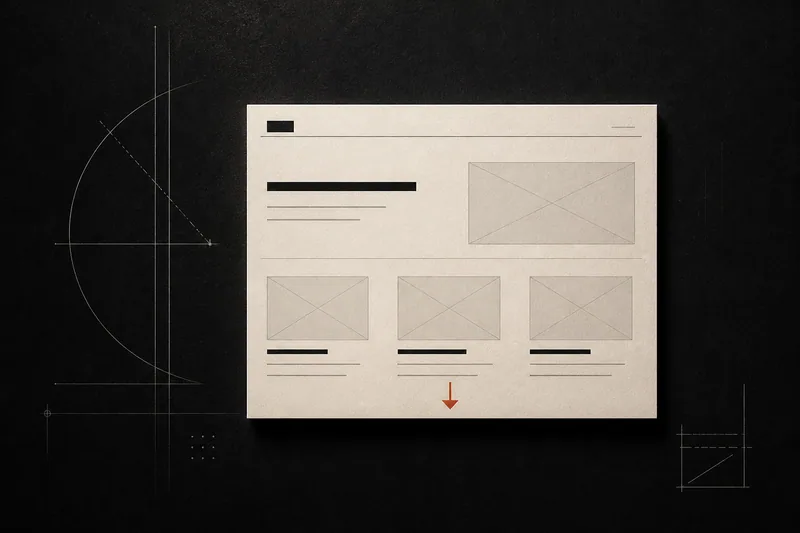 Design e marca: blueprint de wireframe sobre papel